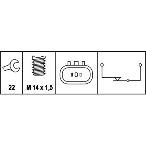 Вимикач ліхтаря заднього ходу HELLA 6ZF 008 621-041 для MITSUBISHI VOLVO HYUNDAI, фото №2