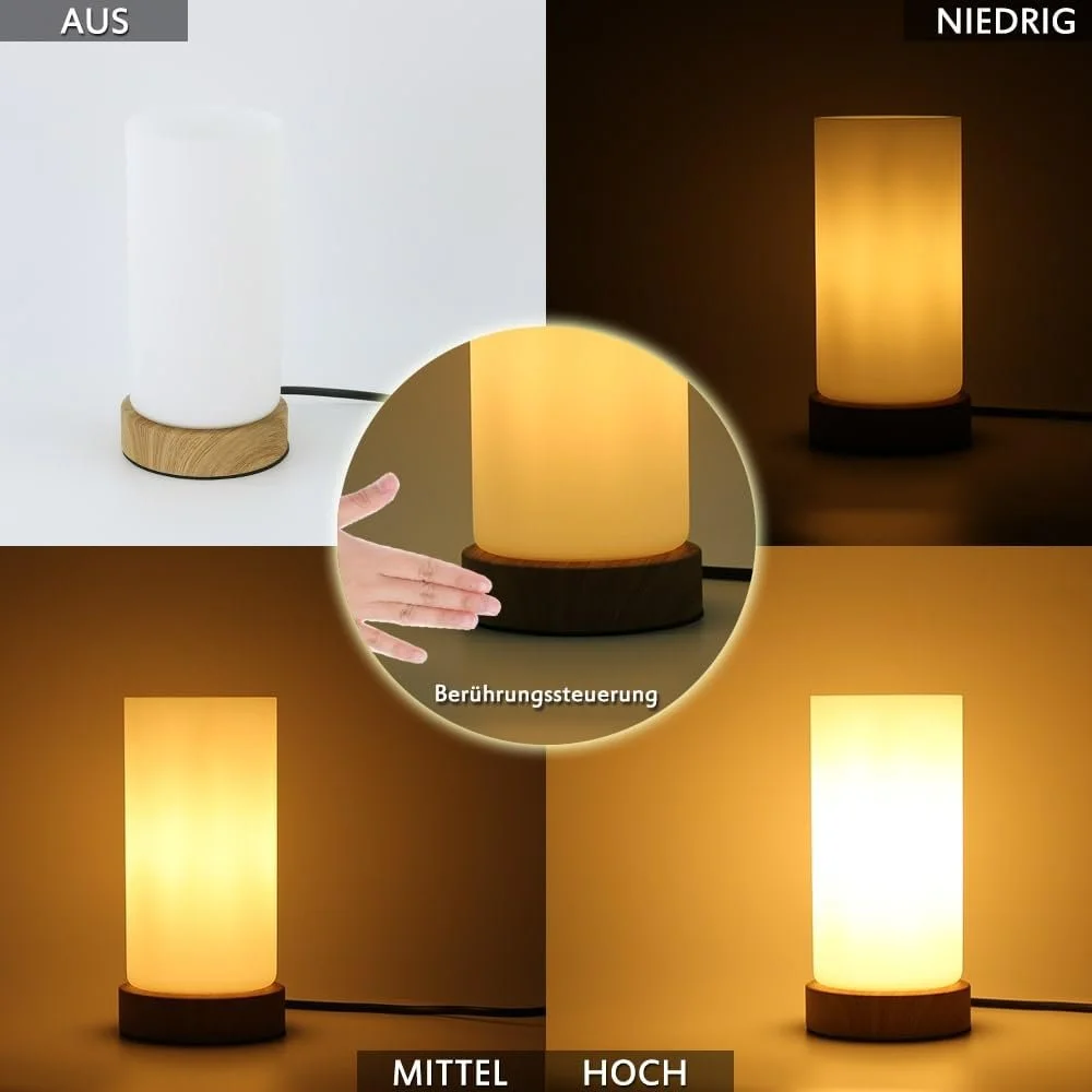 Настільна лампа сенсорна зі скляним абажуром 3 рівні яскравості E14 4 Вт, фото №4