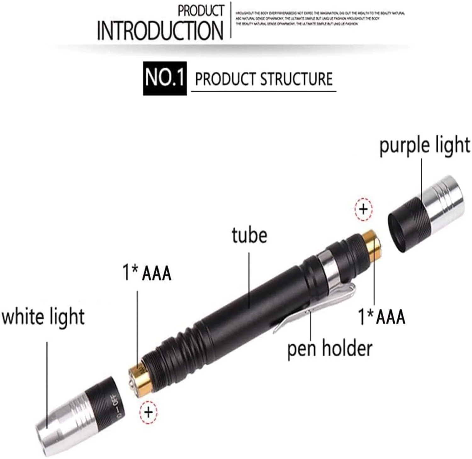 Фонарик MODOAO LED UV 2 в 1 Ультрафиолетовый фонарик-ручка с клипсой Детектор черного света для мочи домашних животных, пятен, постельных клопов Питание от 3 батареек AAA (4 шт.), фото №2