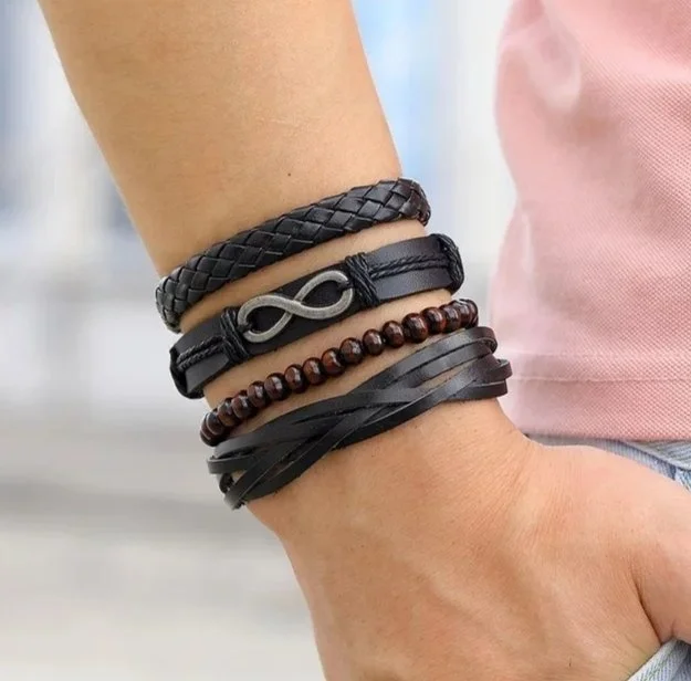 Набір браслетів з екошкіри Нескінченність, фото №1