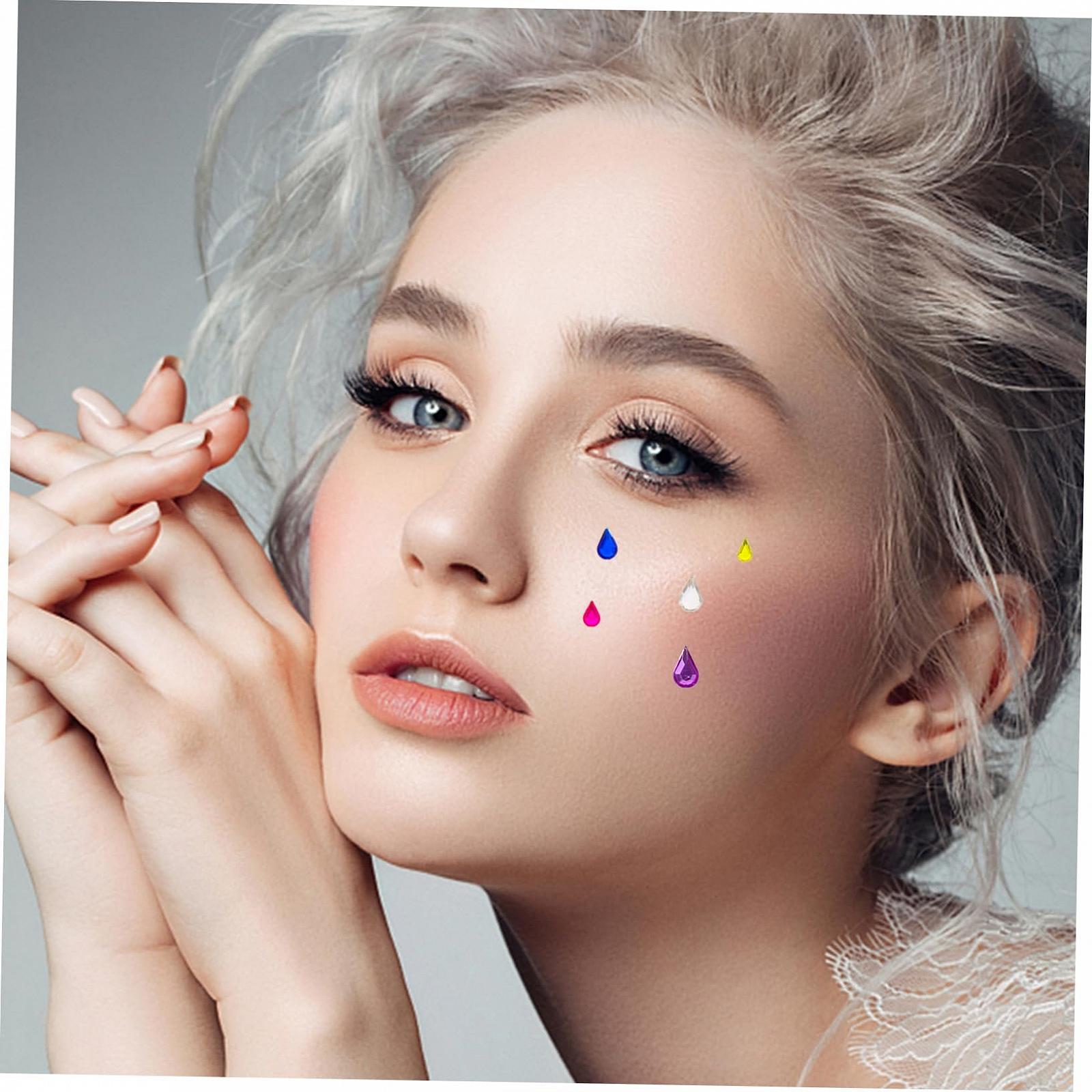 Наклейки самоклейні з камінням 5 аркушів для дівчат та хлопців для прикраси очей та обличчя для макіяжу, костюмованих вечірок та фестивалів, універсальні, фото №8