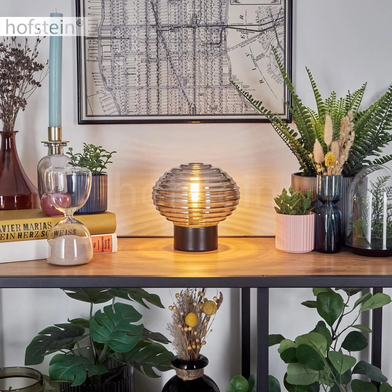 Настільна лампа Gualtar Modern Vintage / Retro Design Метал / Скло Ø15,5 см E14 Чорний / Димчастий, фото №8