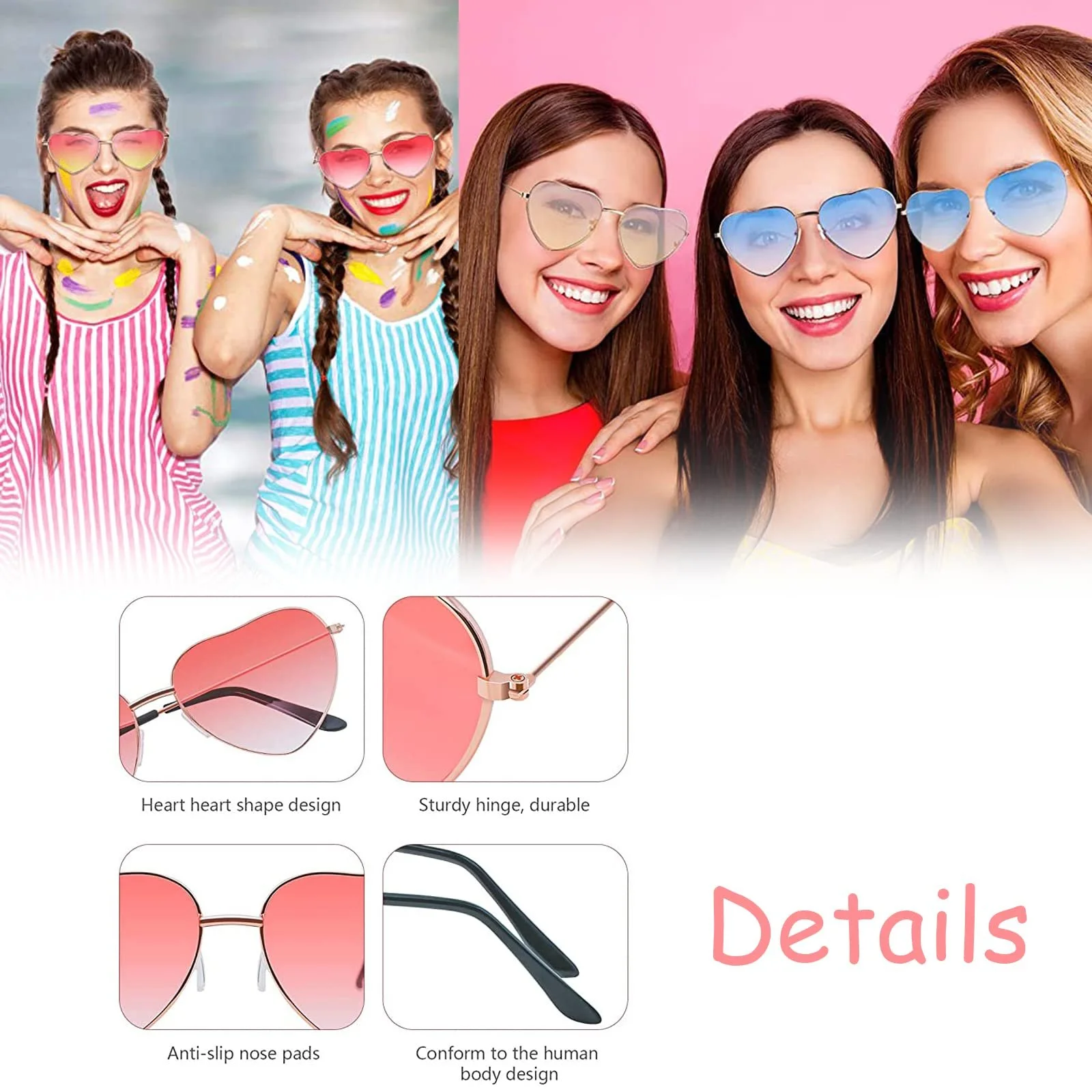 Солнцезащитные очки Сердце Металл Ретро Форма сердца, фото №3