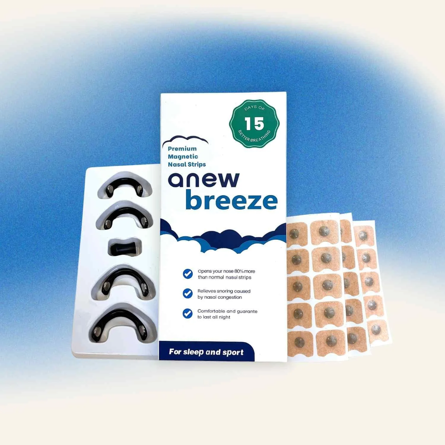 Магнітні смужки для носа Anew Sleep Breeze (Запасний набір на 2 місяці) Чорний Універсальний розмір, фото №1