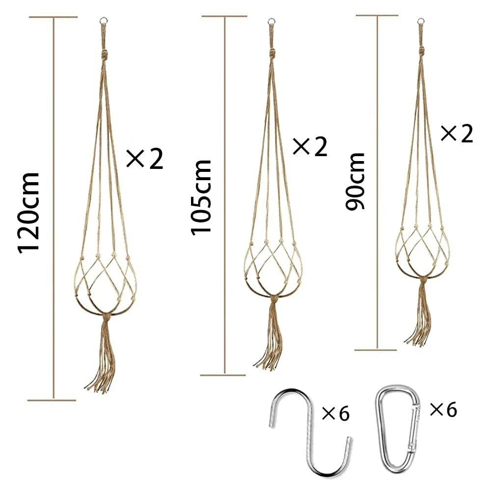 Подвес для растений MEISHANG макраме набор 6 шт хлопковая веревка декоративный, фото №2