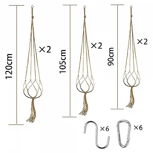 Подвес для растений MEISHANG макраме набор 6 шт хлопковая веревка декоративный synthetic.ua - Фото 1