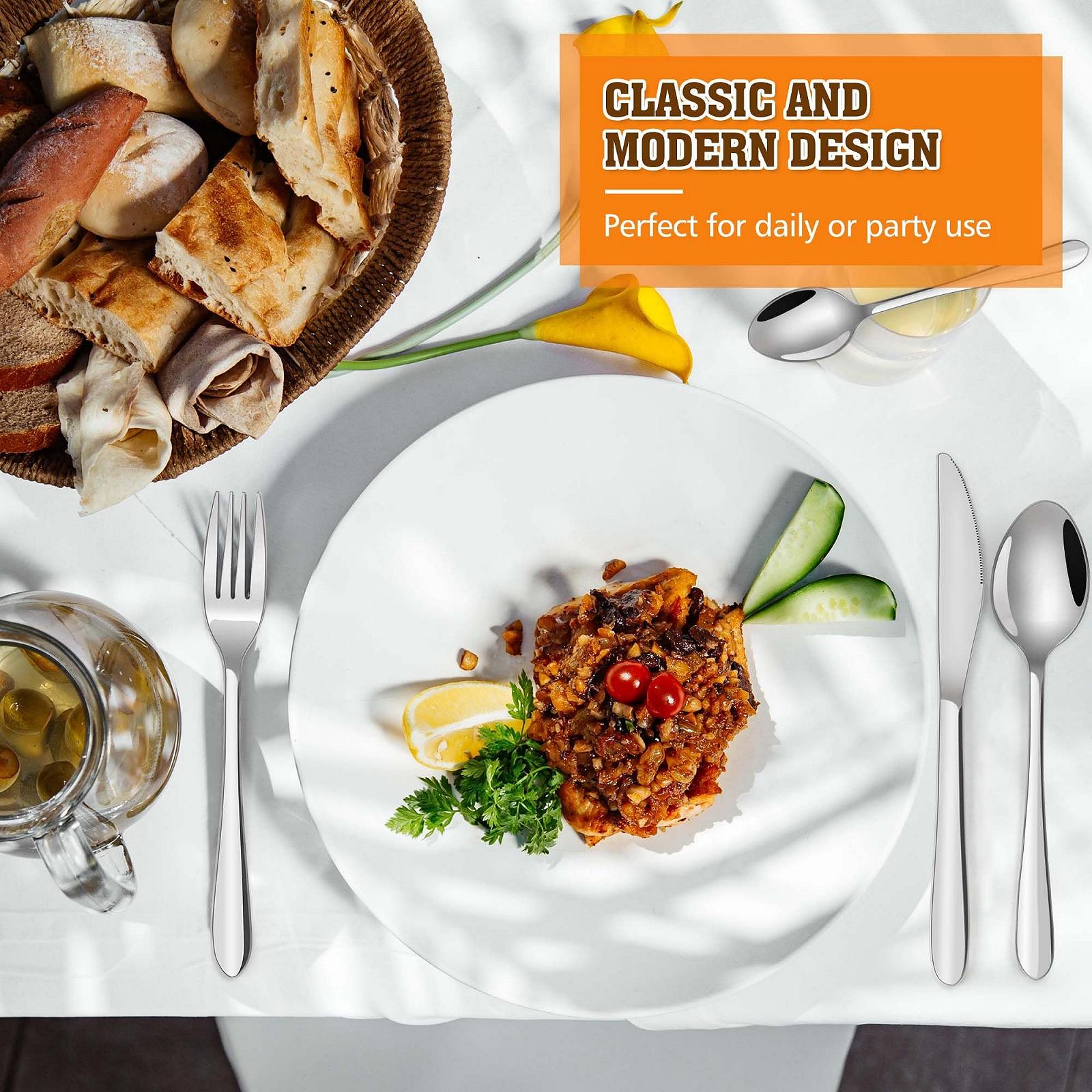 Набор столовых приборов Tieplis, 32 предмета: ножи, вилки, ложки из нержавеющей стали на 8 персон, с зеркальной полировкой, фото №7 Набор столовых приборов Tieplis, 32 предмета: ножи, вилки, ложки из нержавеющей стали на 8 персон, с зеркальной полировкой, фото №7