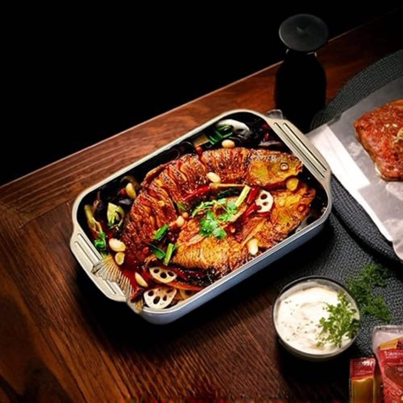 Форма для лазаньи из нержавеющей стали 45,7 x 27,9 см С крышкой и заклепанными ручками, фото №3