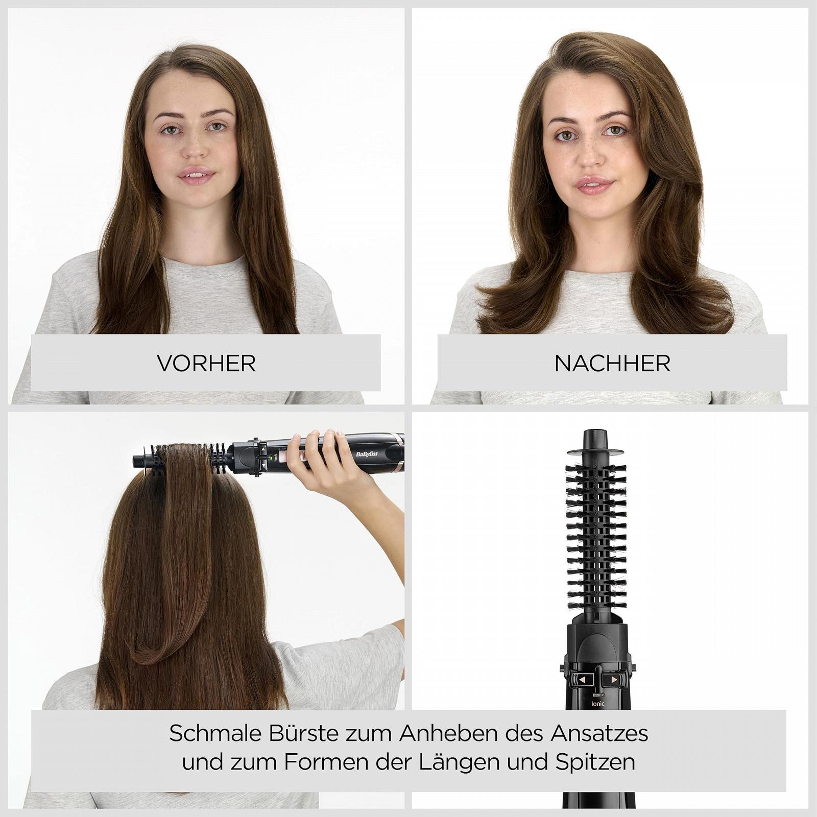 Фен-щітка BaByliss AS200E 1000 Вт з обертовою насадкою та 4 аксесуарами Black, фото №6