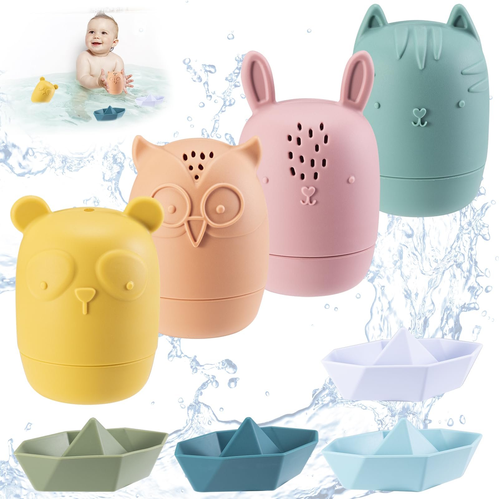 Іграшка для ванни Fikiro Милі тваринки, що бризкаються Силіконова, фото №1