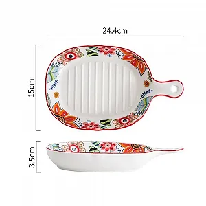 Форма для запекания Home Keramik керамическая с одной ручкой для пиццы и микроволновой печи фарфоровая synthetic.ua - Фото 1