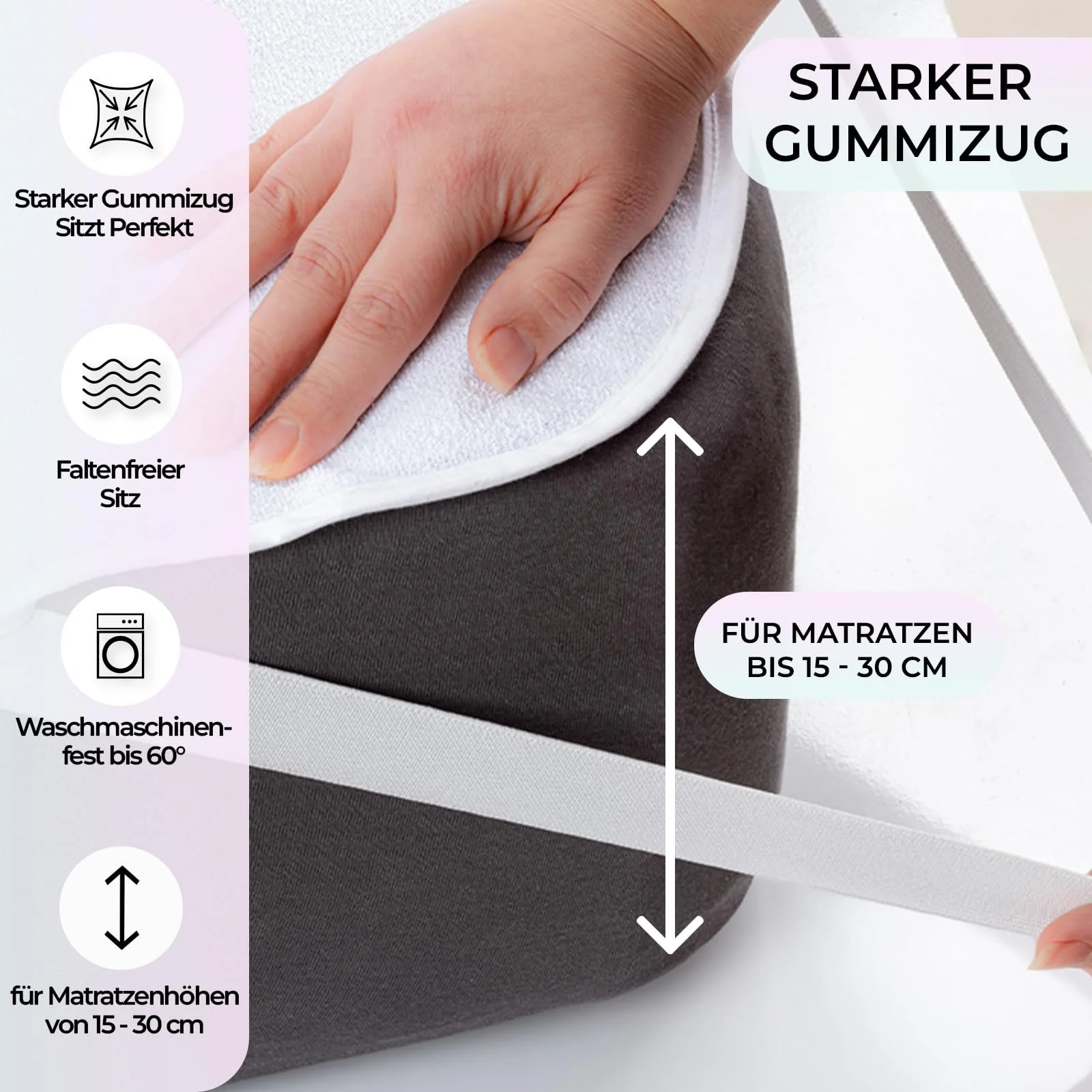 Водонепроникний Наматрацник Buymax,  Бавовна та ТПУ Плівка, 180 x 200 см, фото №3