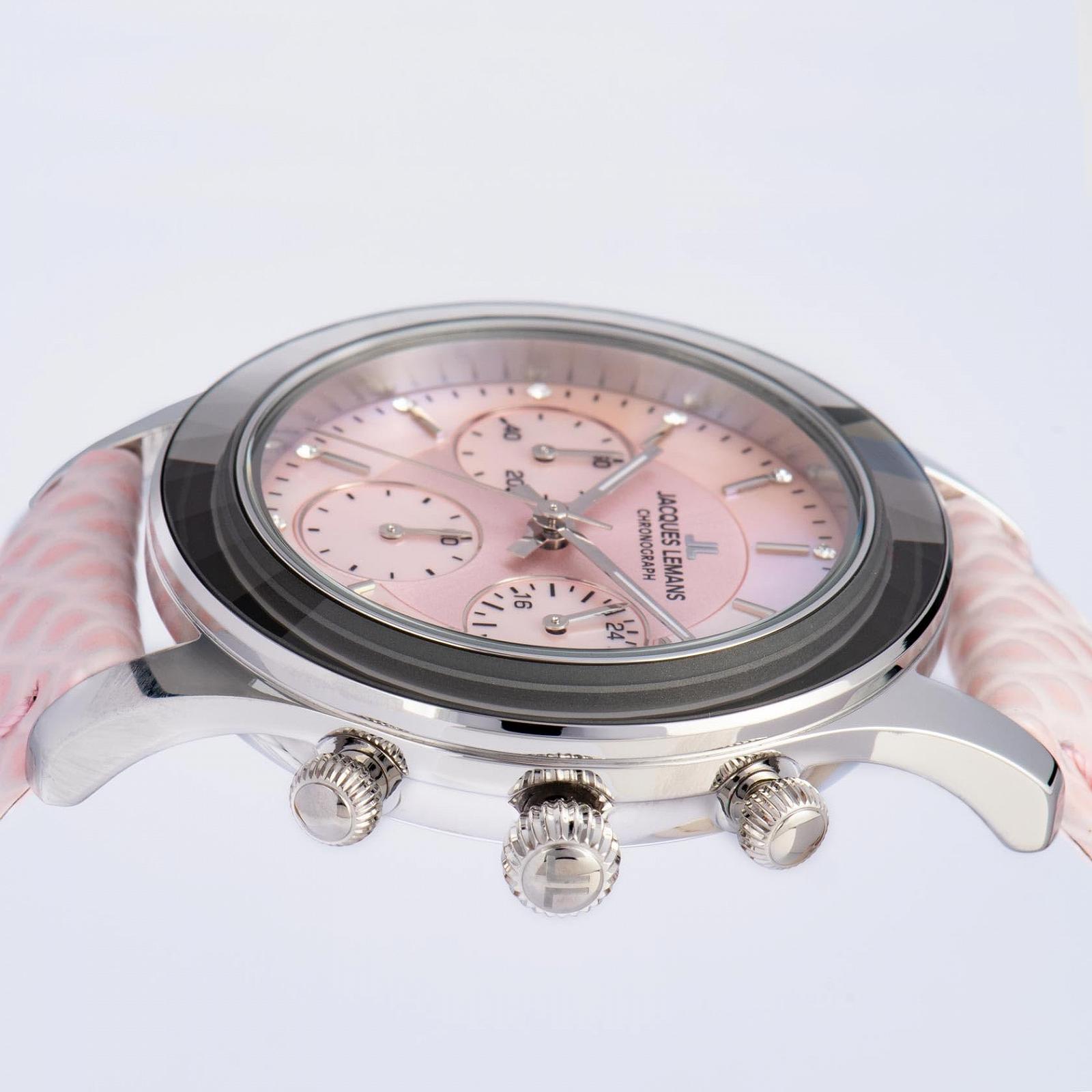 Женские часы Хронограф JACQUES LEMANS Venice 1-2151 38 мм Дата Кожаный ремешок или ремешок из нержавеющей стали, фото №6 Женские часы Хронограф JACQUES LEMANS Venice 1-2151 38 мм Дата Кожаный ремешок или ремешок из нержавеющей стали, фото №6