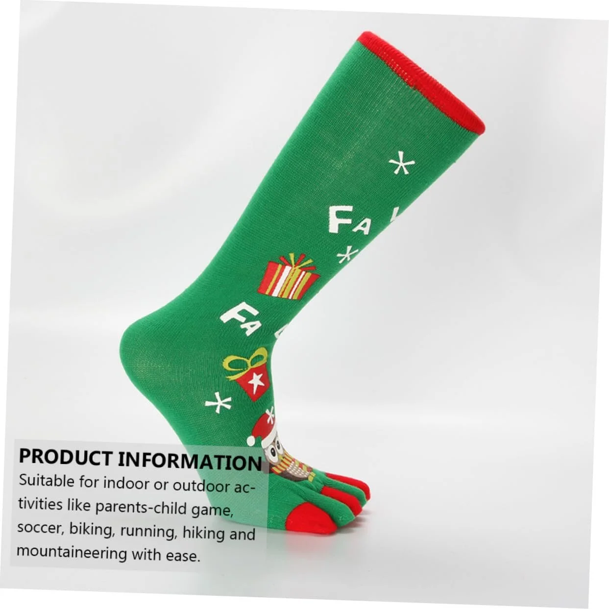 Носки с пальцами Healeved Рождественский пакет, 2 пары, Женские толстые хлопковые носки с рождественскими мультяшными мотивами, теплые дышащие носки для уютных зимних дней, фото №5