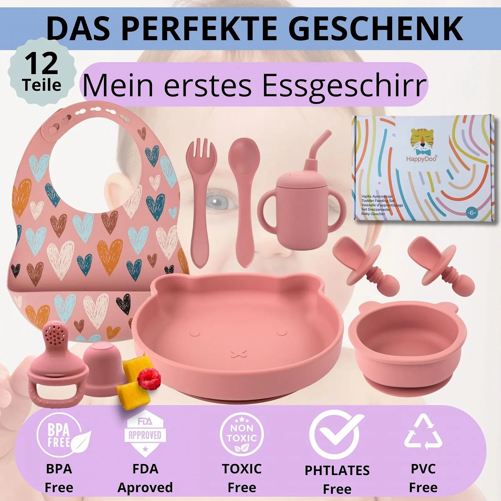 Набір дитячого посуду HappyDoo | 12 предметів, фото №7
