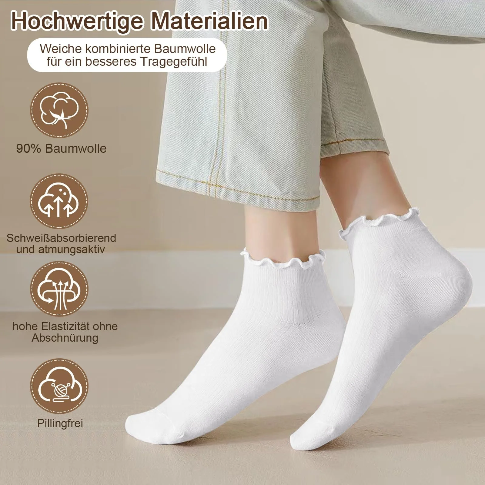 Носки с рюшами, 8 пар, белые носки принцессы для женщин и девочек, белый, 38, фото №4