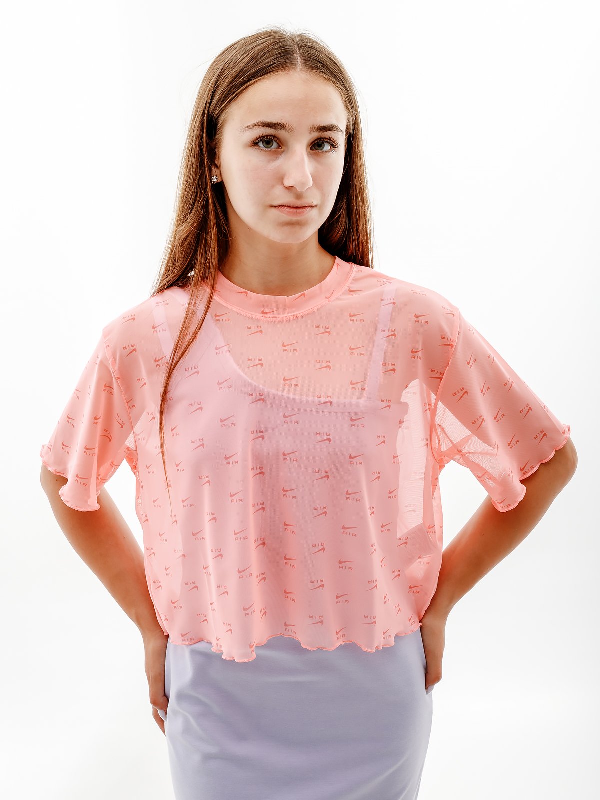 Футболка Nike W NSW AIR AOP MESH SS CROP TOP L, фото №1
