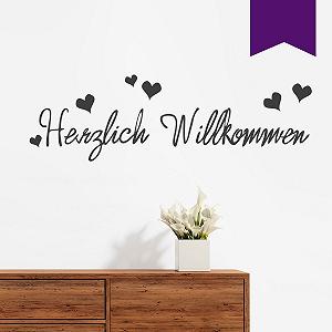 Наклейка на стіну Herzlich Willkommen. 6 сердець 50 x 15 см - Фото 1