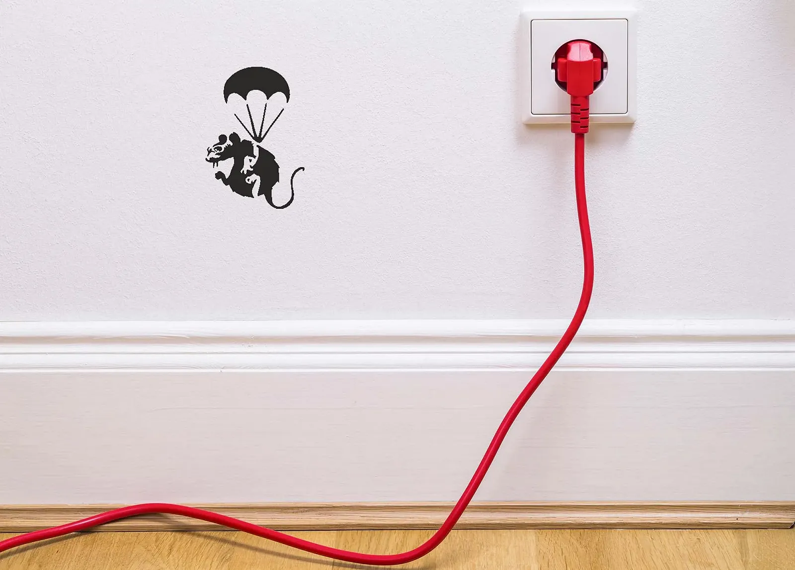 Наклейка на стіну Banksy Rat Parachute 10 х 10 см, фото №3