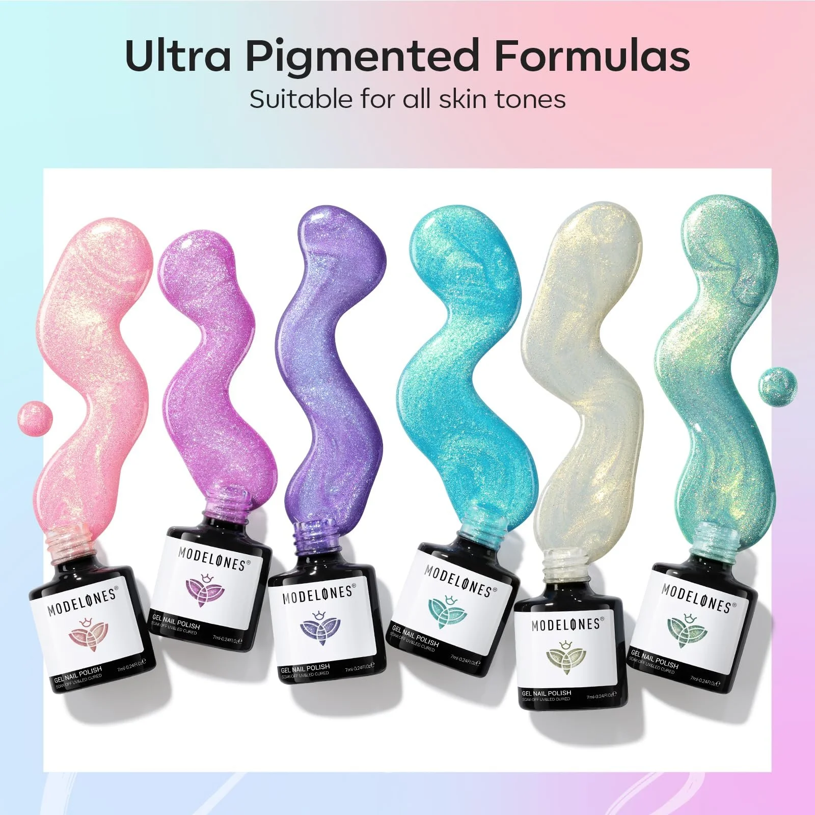 Гель-лак modelones Блискітки 6 кольорів, фото №4