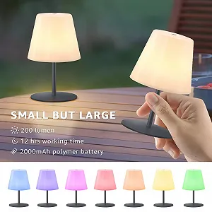 Настільна LED лампа акумуляторна Набір з 2 шт. Touch Dimmable Warm White / RGB USB-C IP44 сіра synthetic.ua - Фото 1