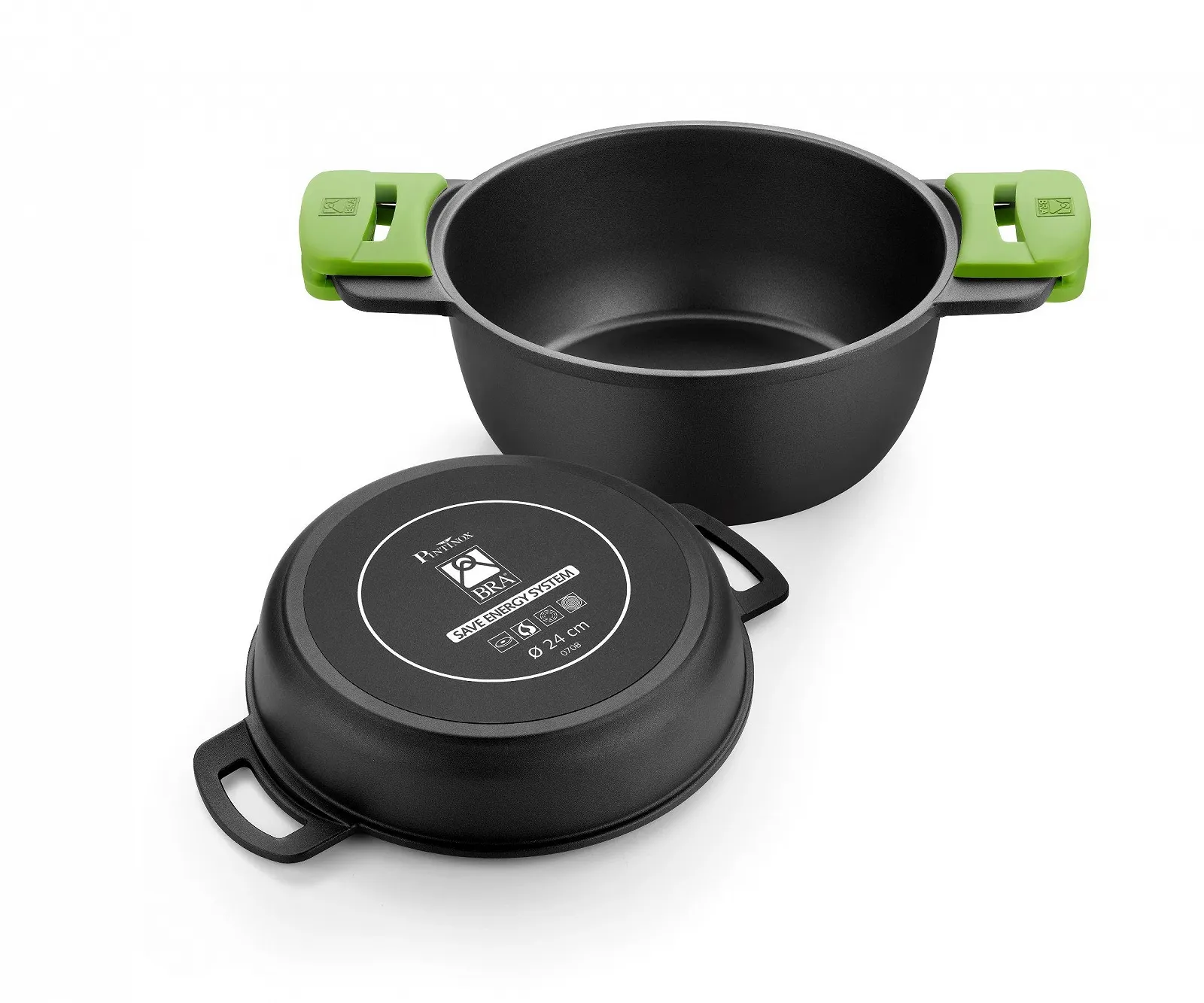 Кастрюля низкая BRA Prior 28 см со стеклянной крышкой и силиконовыми ручками для всех типов плит и духовки, фото №3 Кастрюля низкая BRA Prior 28 см со стеклянной крышкой и силиконовыми ручками для всех типов плит и духовки, фото №3