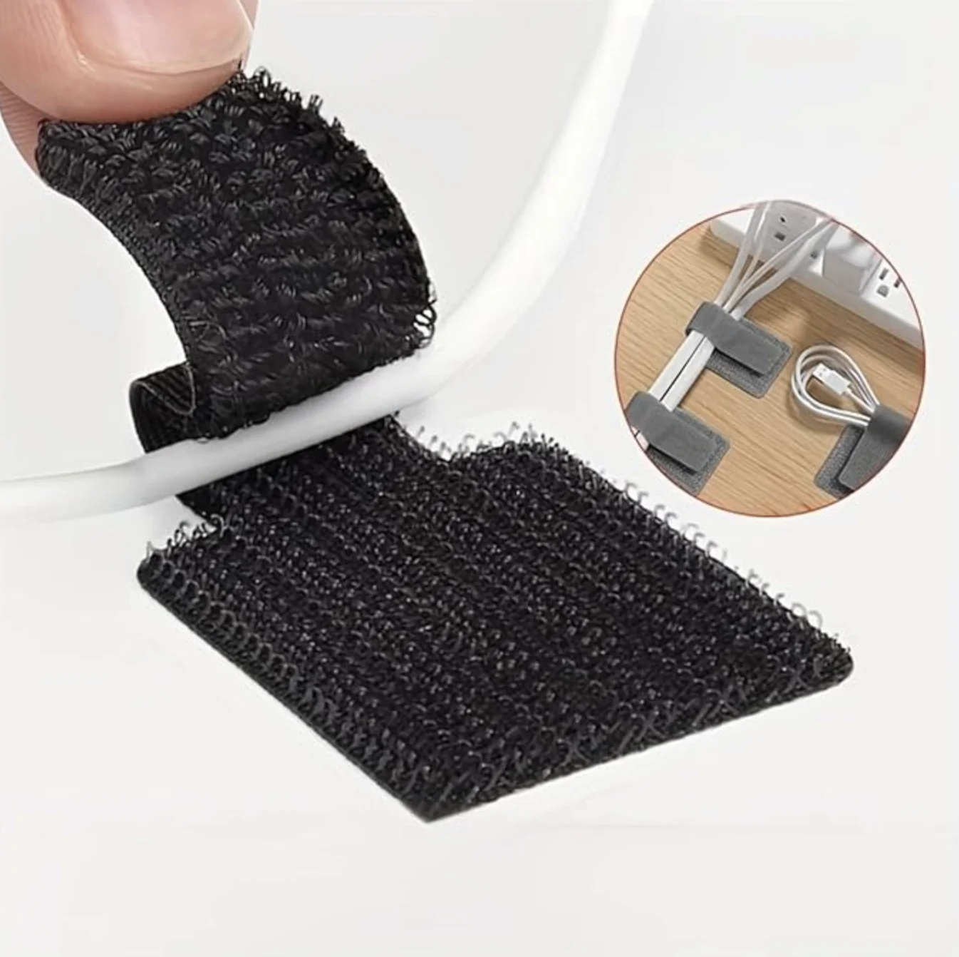 Органайзер для кабелів липучка тримач дротів JoyRo 3M L 5 шт Чорний, фото №5