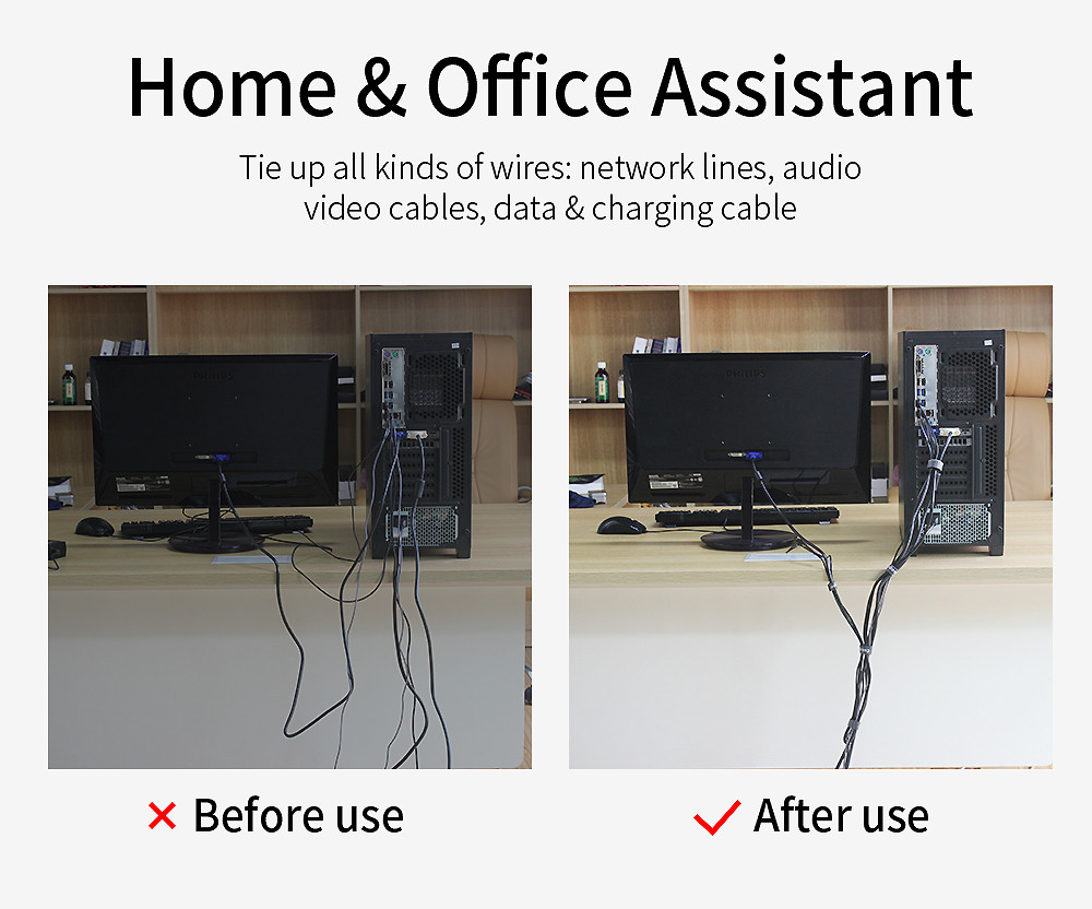 Органайзер-ліпучка для кабелів ESSAGER нейлоновий чорний 5 метрів PS, фото №5