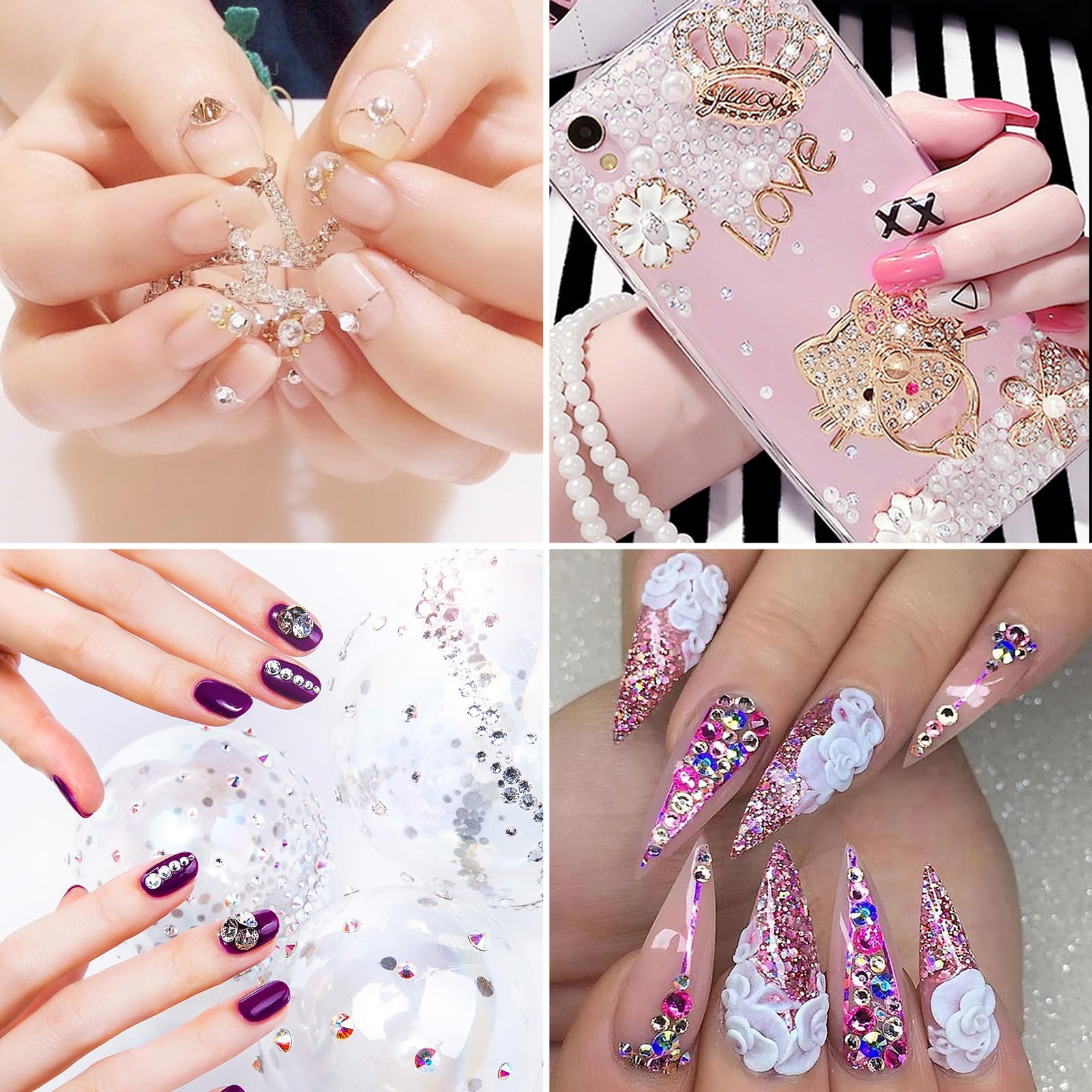 Стразы для ногтей 6800 штук, блестящие камни для ногтей, хрустальные камни для ногтей с пинцетом и карандашом для одежды DIY, фото №6