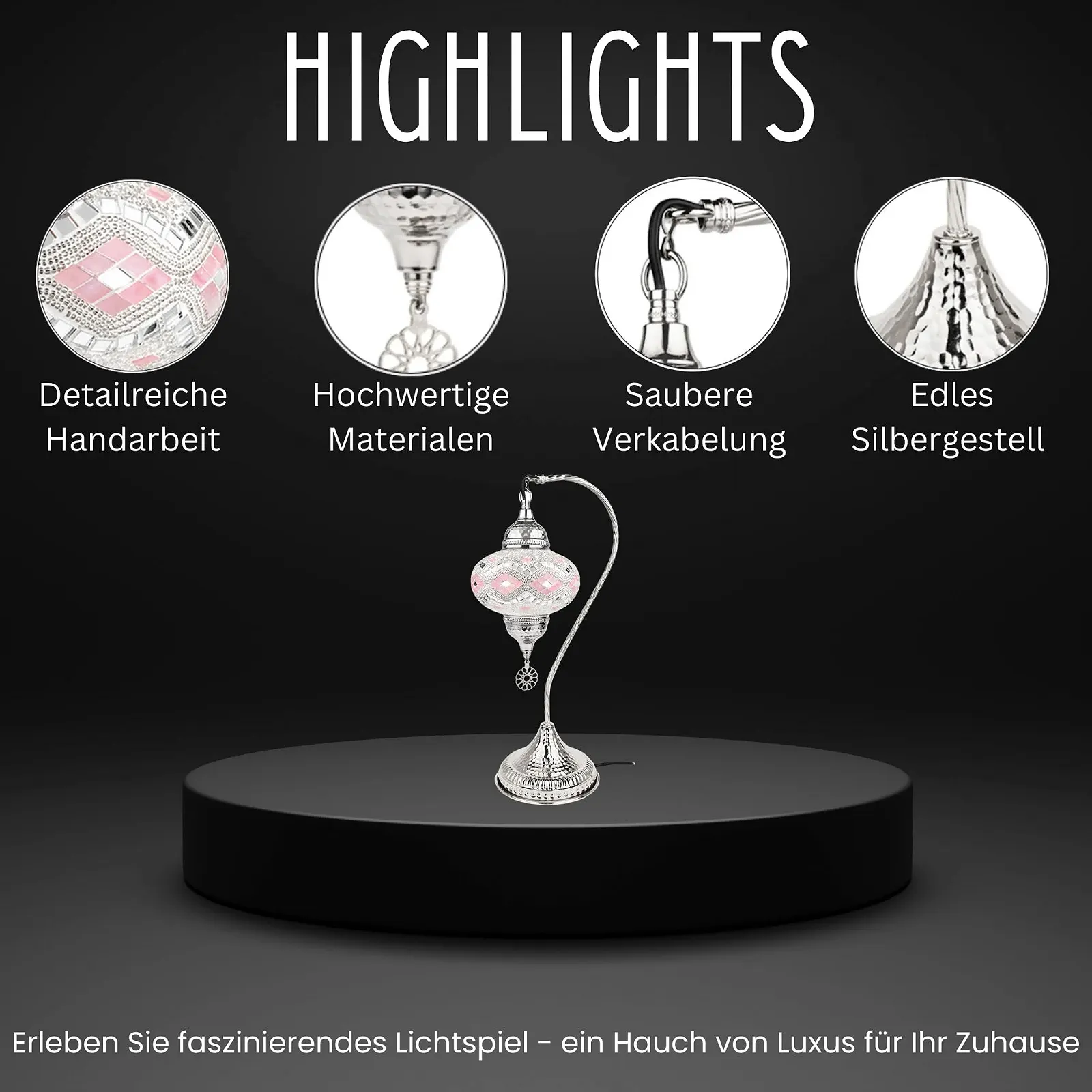 Дизайнерська настільна лампа Стильна Мозаїчна Срібляста, фото №3