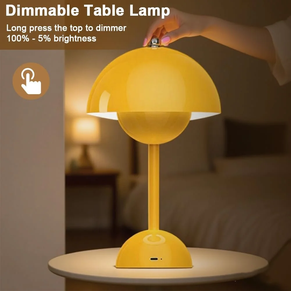 Настільна лампа LOMUG Flowerpot Mushroom LED Wireless Touch Dimmable Жовта, фото №4