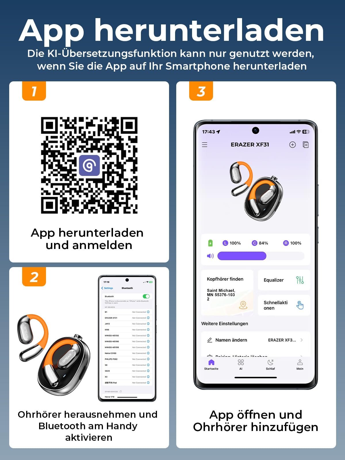 Наушники-переводчики ki, 3-в-1 со 150 языками, 5 режимов перевода реального времени с приложением, 60 часов, Bluetooth 5.4 для обучения, путешествий, фото №8 Наушники-переводчики ki, 3-в-1 со 150 языками, 5 режимов перевода реального времени с приложением, 60 часов, Bluetooth 5.4 для обучения, путешествий, фото №8