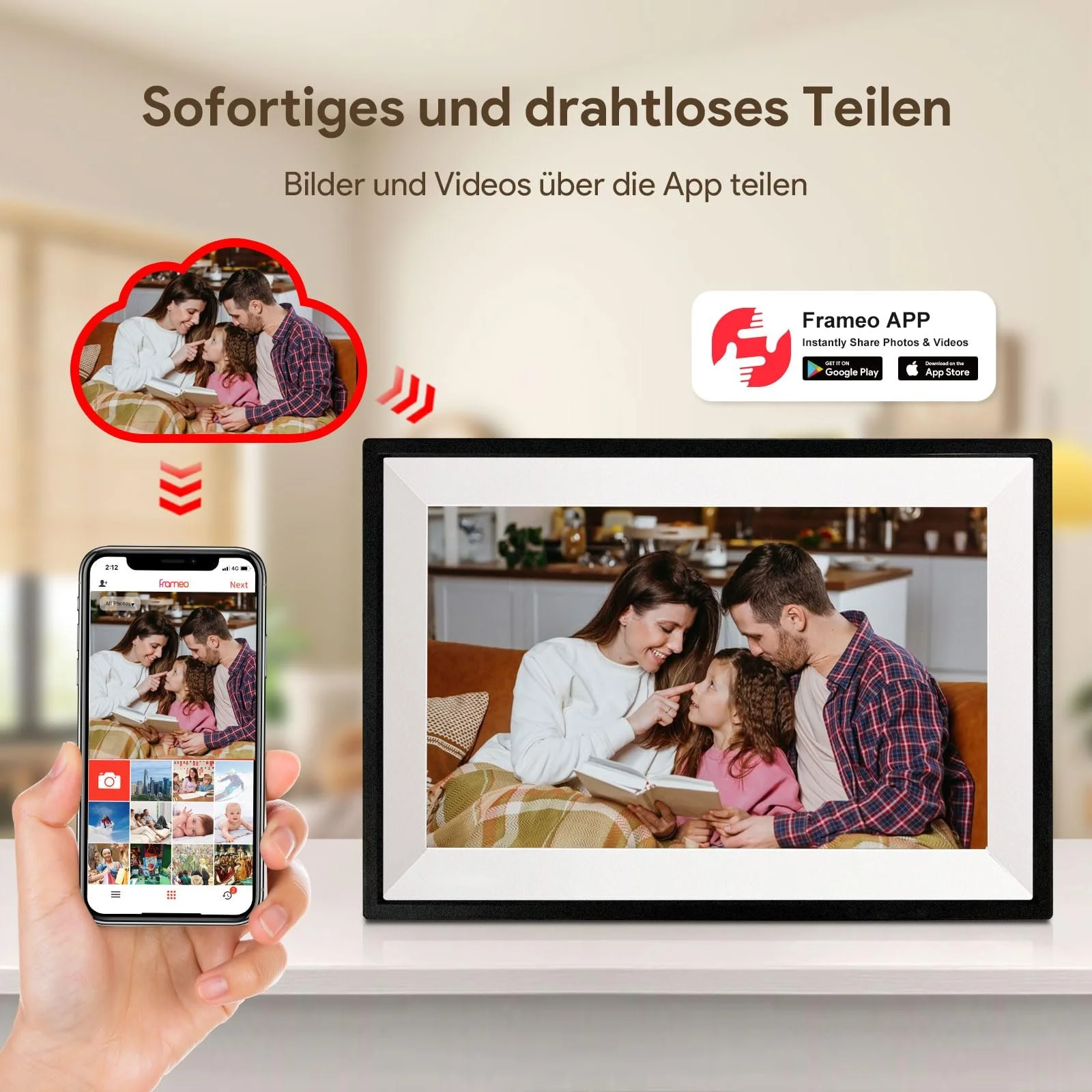 Цифровая фоторамка Frameo 10.1 дюйма WiFi 32 GB Auto Rotation, фото №3