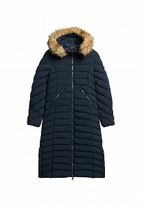 Куртка Superdry Long Fuji с капюшоном и искусственным мехом для женщин - Фото 1