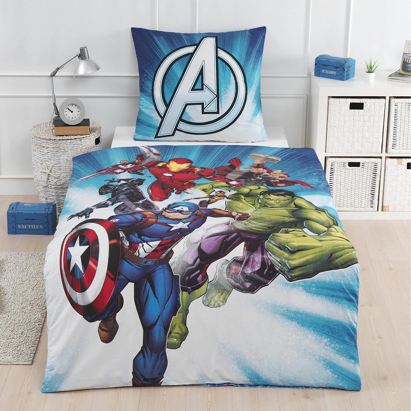 Постільна білизна Marvel Avengers, підковдра 135 x 200 см, наволочка 80 x 80 см, бавовна, фото №1