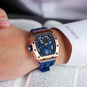 Мужские Автоматические Часы Tonneau Skeleton TSAR BOMBA Механические Дайвинг Квадратные Hollow 50 м Водонепроницаемые Японский Механизм Сапфировое Зеркало Силиконовый Ремешок synthetic.ua - Фото 1