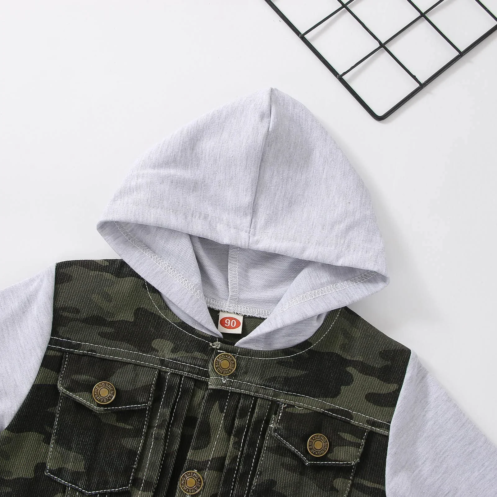 Куртка Джинсовая Mjjsk для мальчиков, детская, с капюшоном, на молнии, стильная, модная, фото №4