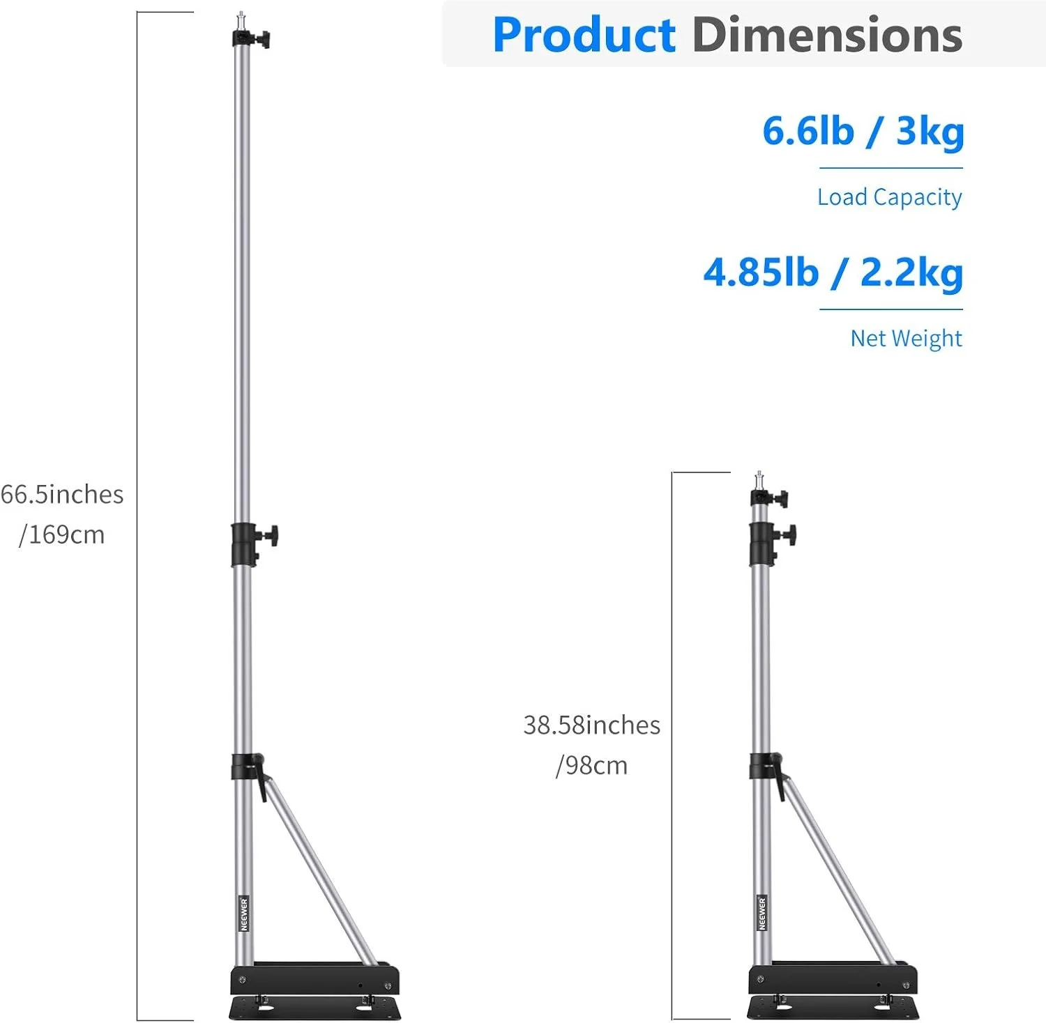 Настінний кронштейн для штанги Neewer 169 см Срібний, фото №4 Настінний кронштейн для штанги Neewer 169 см Срібний, фото №4