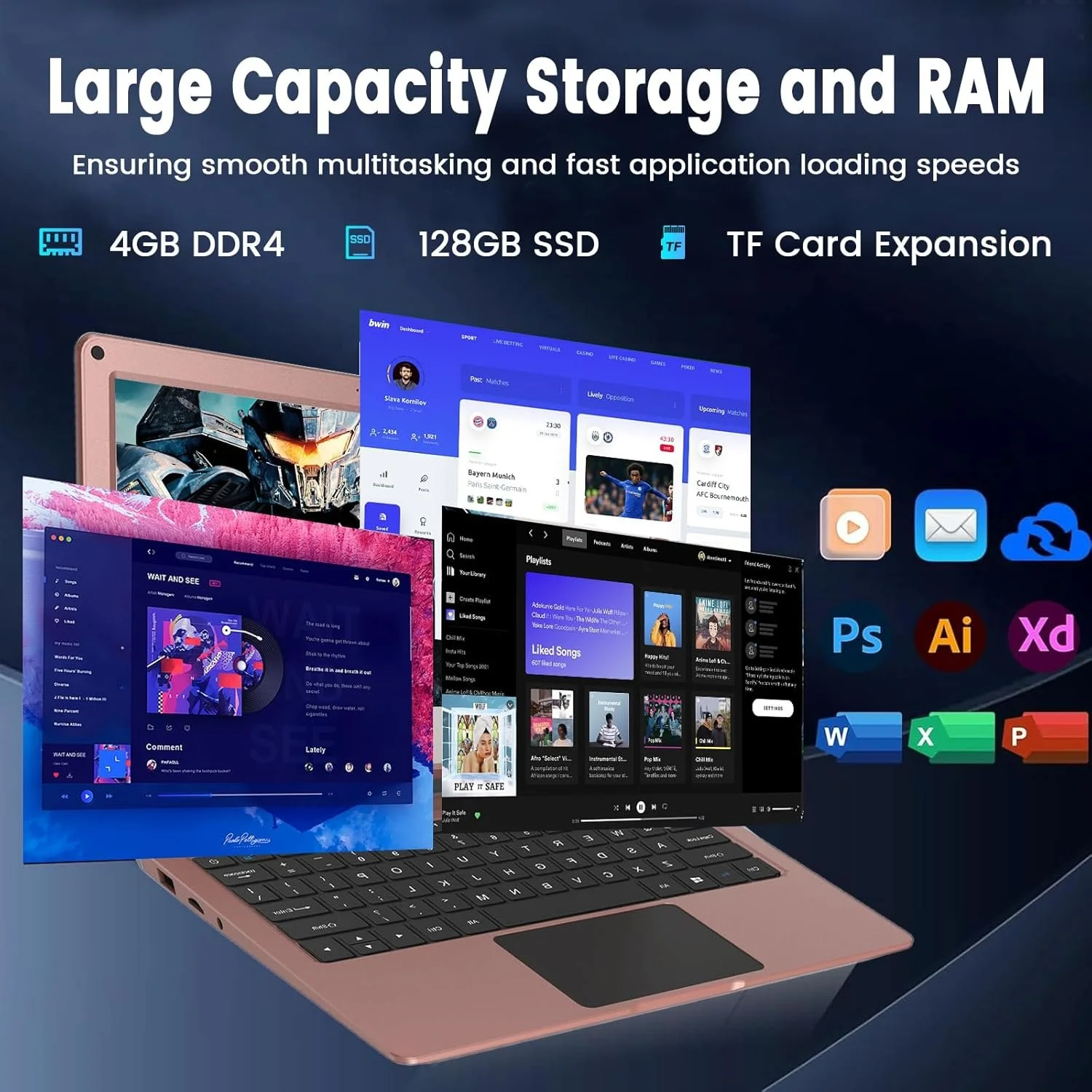 Ноутбук 11.6" Azeyou AL111U Intel Celeron N4020 RAM 4GB eMMC 128GB Windows 11 Алюминиевый корпус, фото №4