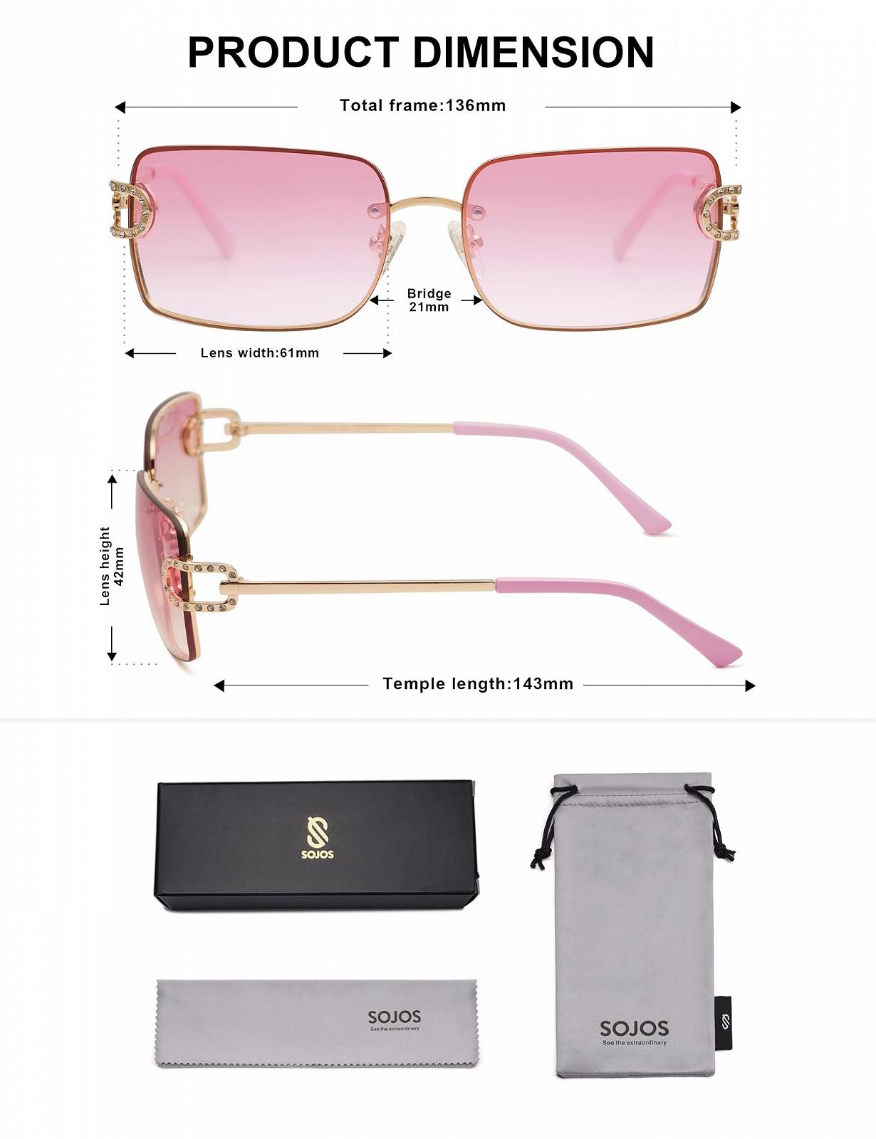 Сонцезахисні окуляри Без оправи Sojos Ретро Квадратні SJ1178 Металеві, фото №5