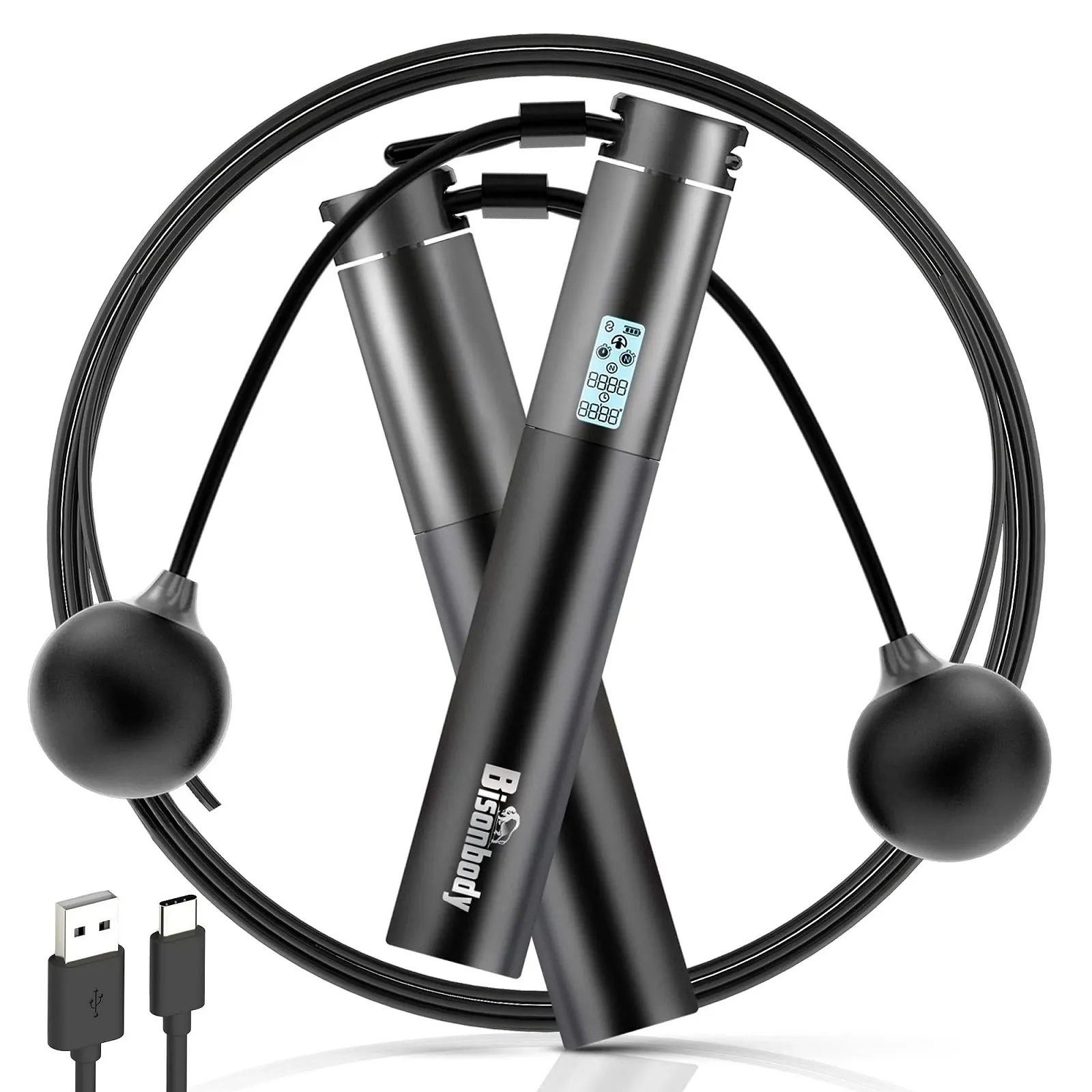 Скакалка розумна Bisonbody Fitdays+ 2 режими 3 м та бездротова Bluetooth, фото №1