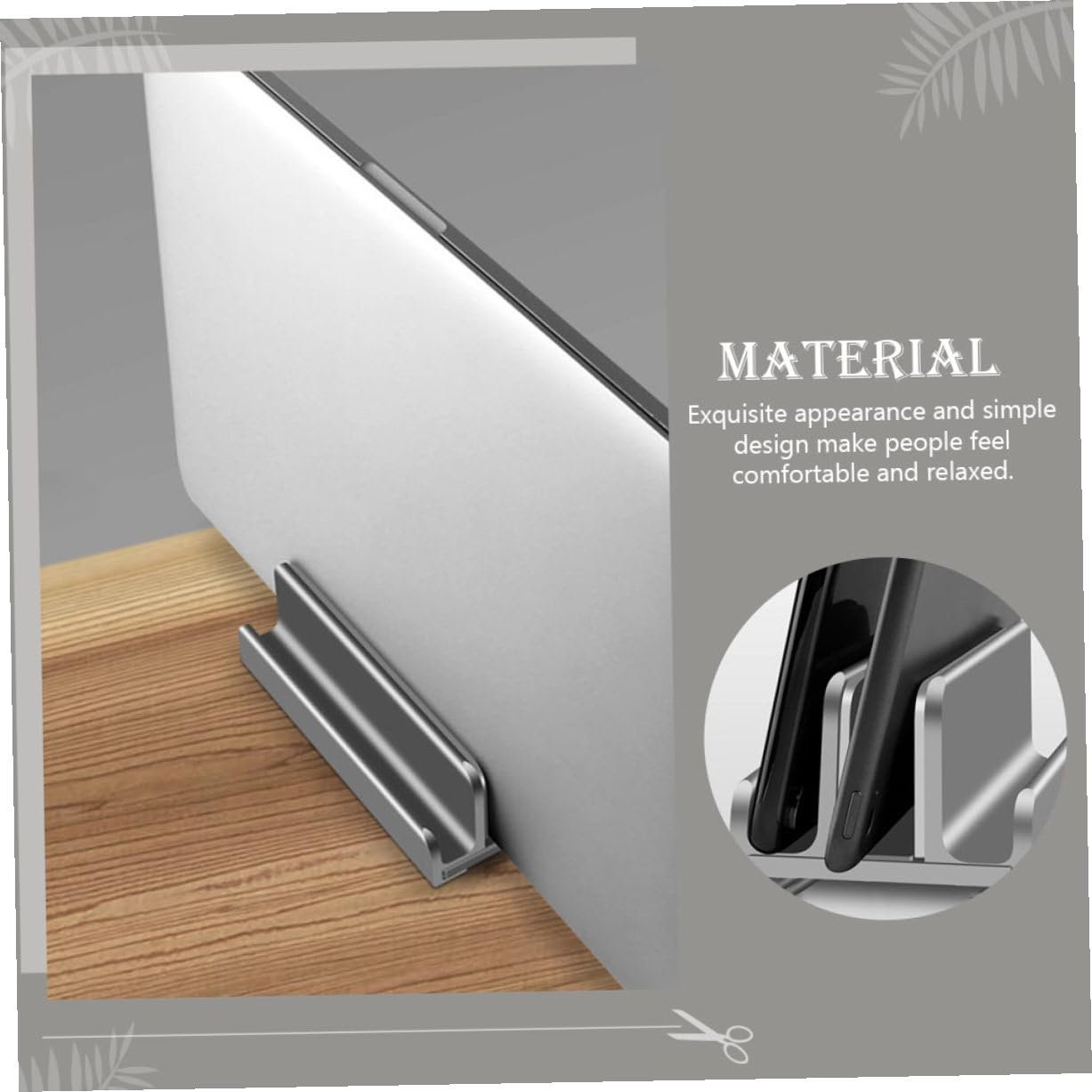 Регульована Підставка для ноутбука Алюмінієвий сплав з силіконовою основою для відведення тепла Вертикальна, фото №4