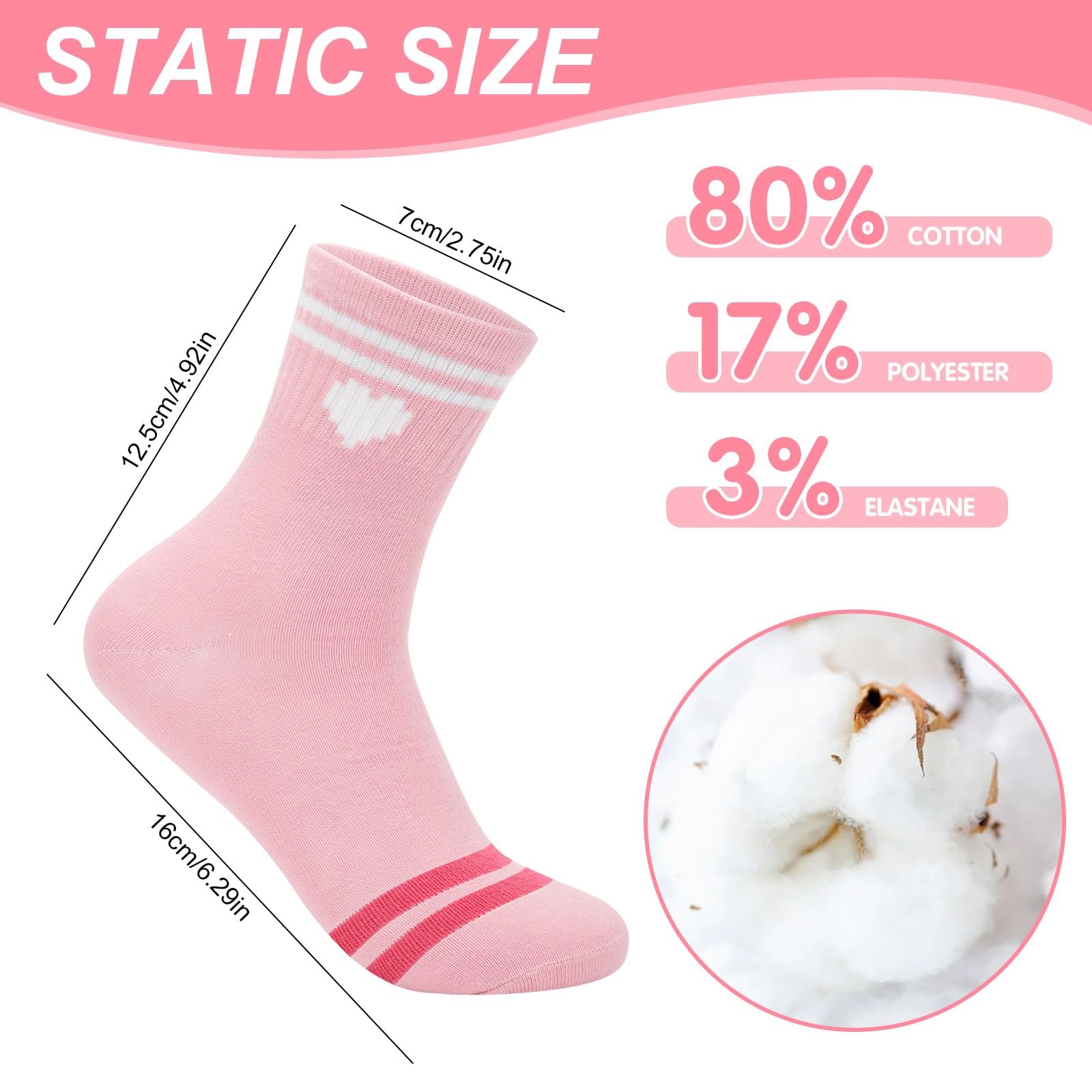 Теннисные носки Женские с сердечком 5 пар, Спортивные дышащие носки, Мягкая хлопковая смесь для тенниса, бега, фитнеса, спортзала и спорта на открытом воздухе (Размеры 35-38, 39-42), фото №2