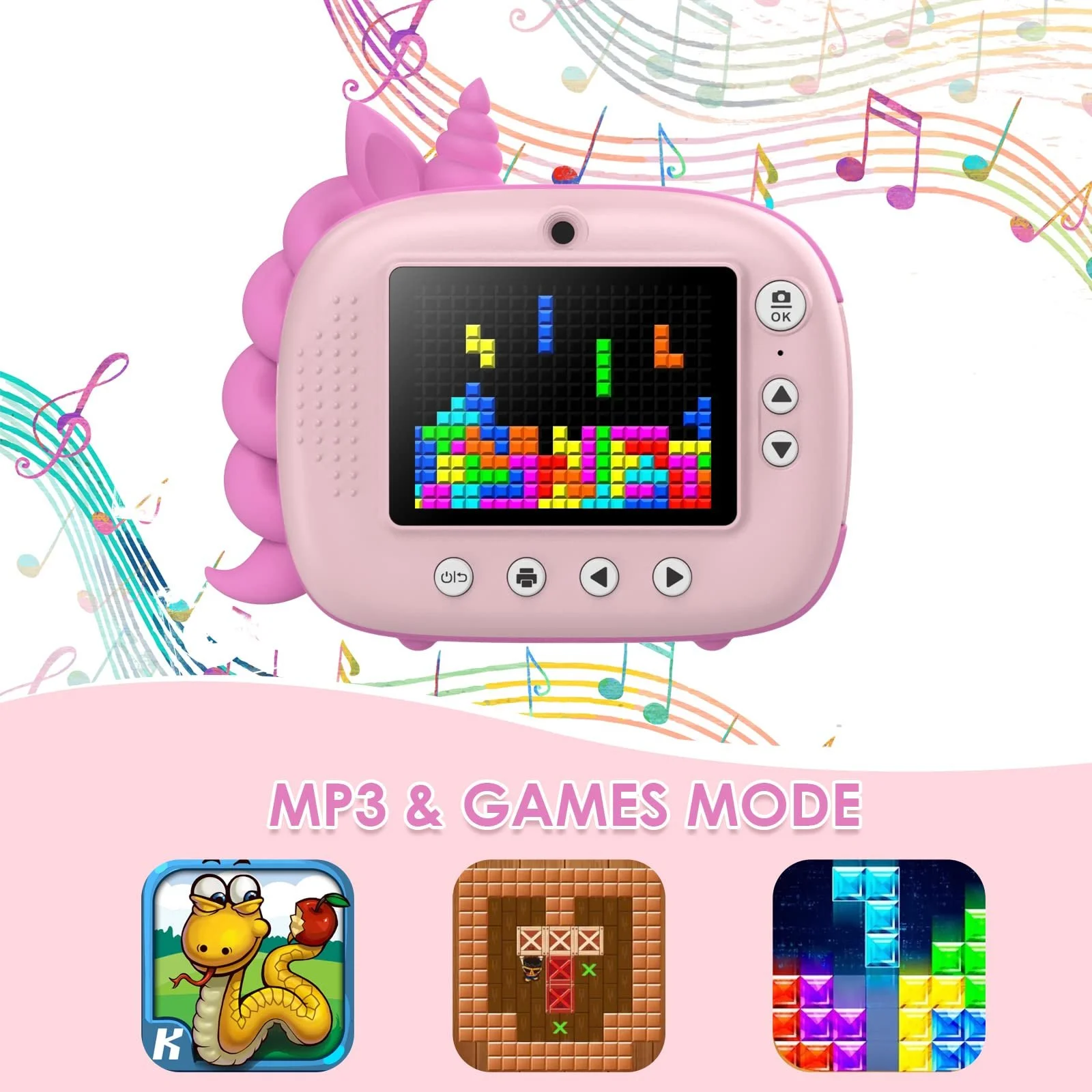 Фотокамера мгновенной печати с бумагой для печати и картой TF 32 ГБ Розовая, фото №4