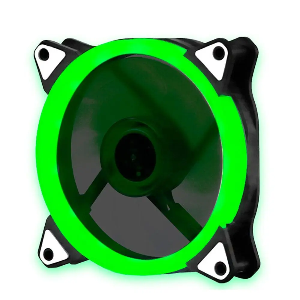 Кулер корпусний 12025 DC sleeve fan 3pin 4pin 120 25мм 12V 1100об хв Green односторонній, фото №1