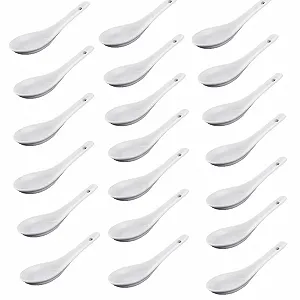 Ложка столовая Vastsea Набор 20 штук Керамическая ложка для супа Обеденная ложка Подходит для кухни Домашнего использования Мытье в посудомоечной машине и микроволновой печи Белый - Фото 1