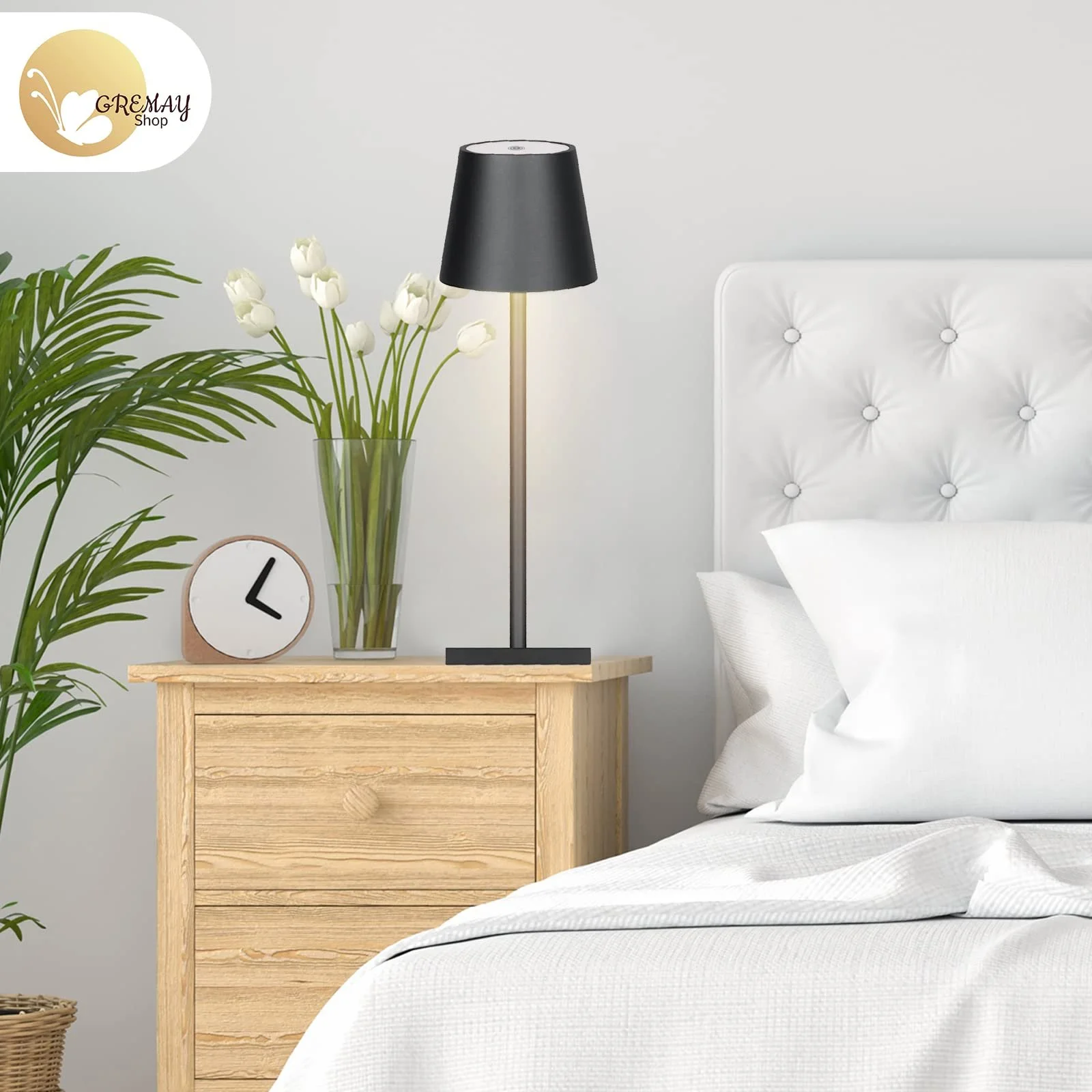 Настільна лампа LED для читання та робочого столу бездротова акумуляторна складна чорна, фото №4