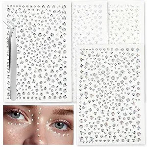 Набор блестящих камней для лица, 1300 шт., 3/4/5/6 мм, самоклеящиеся блестящие стразы, бисер - Фото 1