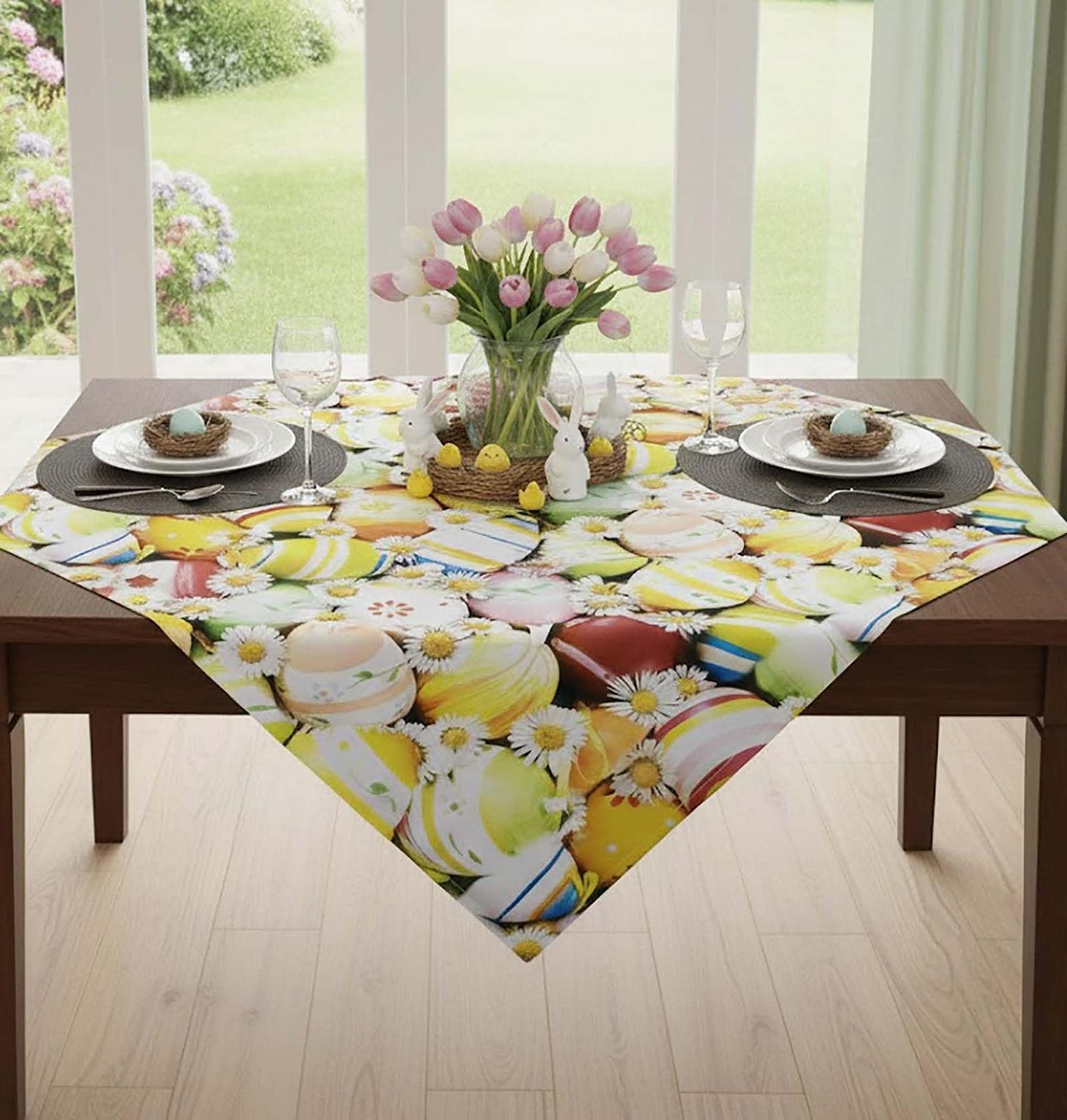 Скатертина KAMACA Spring & Easter 85 x 85 см квіти кролики та писанки, фото №6