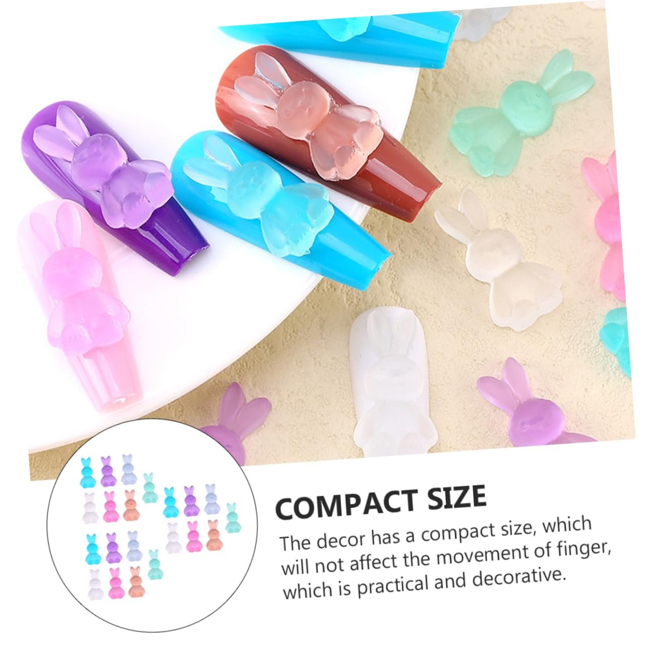 Украшения для ногтей Кролик 30 шт. Подвески для ногтей Кролик Украшения для ногтей Стразы Наклейки для ногтей DIY Декор Мультяшные украшения для ногтей, фото №6